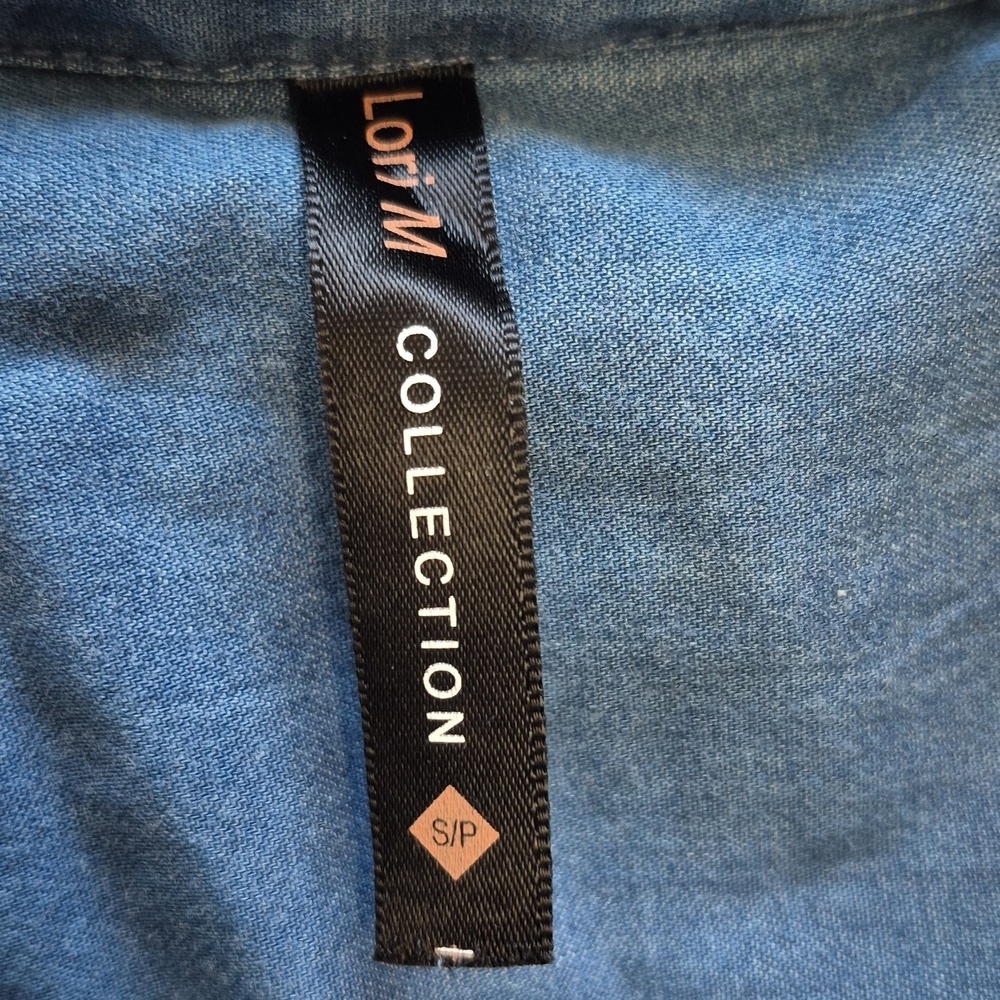 Lori M Collection Blue Chambray Denim Shirt Dress, Size S Casual Coastal Relaxed - Picture 11 of 12